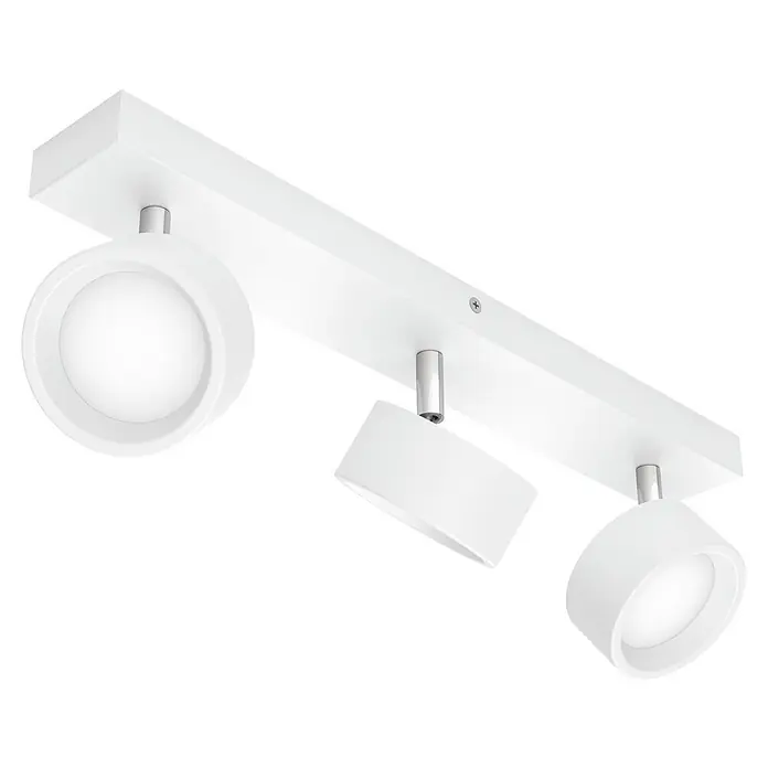 Philips Regleta LED Bracia - 16,5 W, L x An x Al: 43 x 8 x 12,5 cm, Blanco, Blanco cálido, 3 ud. - Lámpara de techo moderna con tres focos ajustables en blanco, ideal para una iluminación flexible en el salón.