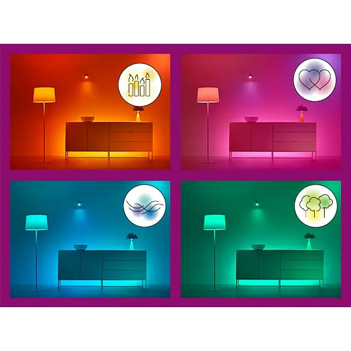 Philips Wiz Smart-LED-Band Neon - Länge: 3 m, RGBW, 24 W, 150 lm - Unterschiedliche Farbtöne des LED-Beleuchtungssystems, die eine stimmungsvolle Atmosphäre im Raum schaffen. Stimmungsvolle Lichter für jeden Anlass.