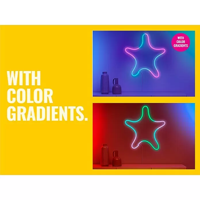 Philips Wiz Smart-LED-Band Neon - Länge: 3 m, RGBW, 24 W, 150 lm - Sternförmiges Neonlicht mit lebhaften Farbverläufen, das ein stimmungsvolles Leuchten erzeugt.