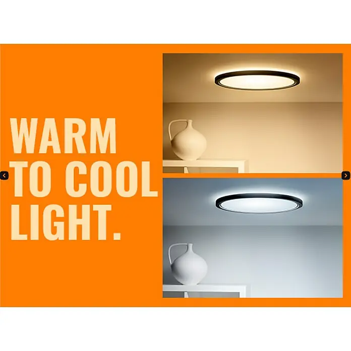 Philips Wiz Smart-LED-Deckenleuchte rund Tunable White & Color SuperSlim - 32 W, Ø x H: 55 x 4,8 cm, Weiß, RGBW - Die LED-Deckenleuchte mit einstellbarer Farbtemperatur bietet warmes und kühles Licht für verschiedene Stimmungen und Umgebungen.