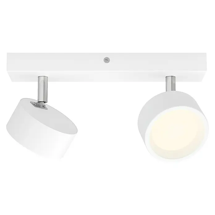 Philips Regleta LED Bracia - 11 W, L x An x Al: 26 x 8 x 12,5 cm, Blanco, Blanco cálido, 2 ud. - Lámpara de techo con dos focos, blanca. Diseño moderno para interiores, ideal para iluminación dirigida de espacios.