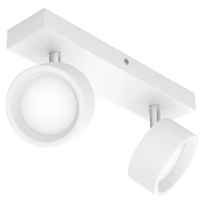 Philips Regleta LED Bracia - 11 W, L x An x Al: 26 x 8 x 12,5 cm, Blanco, Blanco cálido, 2 ud. - Lámpara de techo blanca con dos focos para una iluminación elegante de la habitación. Diseño moderno para un ambiente agradable.