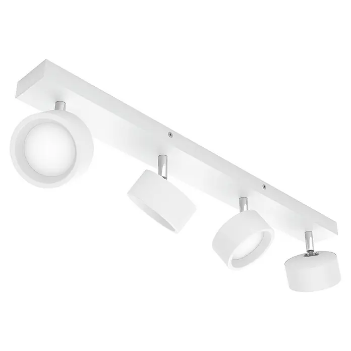 Philips Regleta LED Bracia - 22 W, L x An x Al: 60 x 8 x 12,5 cm, Blanco, Blanco cálido, 4 ud. - Lámpara de techo blanca con cuatro focos LED ajustables para una iluminación flexible y moderna del espacio.
