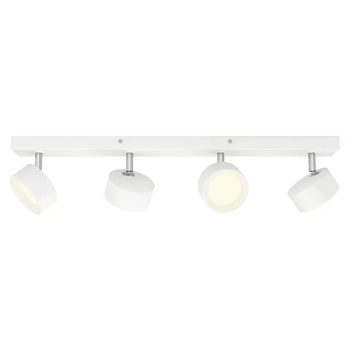 Philips Regleta LED Bracia - 22 W, L x An x Al: 60 x 8 x 12,5 cm, Blanco, Blanco cálido, 4 ud. - Una moderna lámpara de techo blanca de cuatro luces con focos ajustables para soluciones de iluminación versátiles.