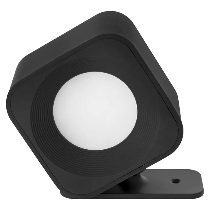 Lavida Akku-Wandleuchte Mirano - L x B x H: 9,25 x 7,65 x 4,5 cm, 2 W, Schwarz, Mehrfarbig, Eckig - Nahaufnahme einer stilvollen, schwarzen LED-Wandleuchte mit einem modernen, minimalistischen Design und einem hellen, runden Lichtelement.