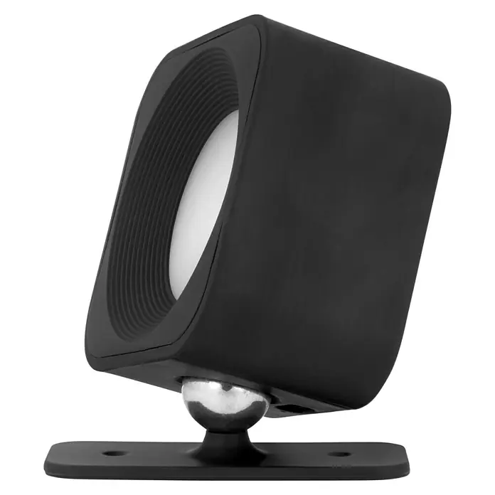 Lavida Akku-Wandleuchte Mirano - L x B x H: 9,25 x 7,65 x 4,5 cm, 2 W, Schwarz, Mehrfarbig, Eckig - Bild einer schwarzen Cube-Spotleuchte mit verstellbarem Kugelgelenk, ideal für eine flexible Beleuchtung.