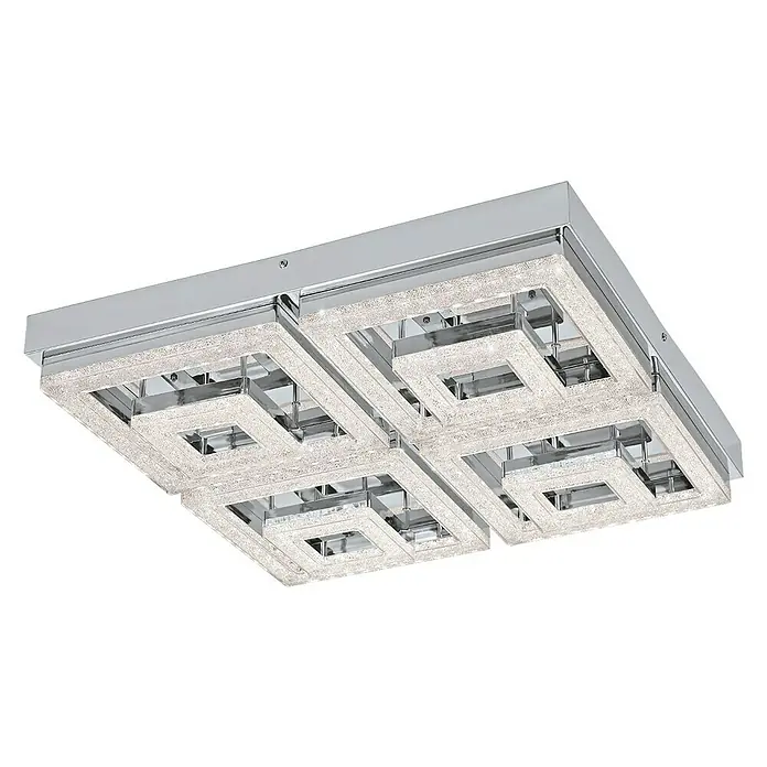 Eglo Plafón LED Fradello - 48 W, L x An x Al: 52 x 52 x 9,5 cm, Cromo, Blanco cálido - Elegante lámpara de techo cuadrada con detalles brillantes. El diseño moderno añade un toque de lujo y estilo a cualquier habitación.
