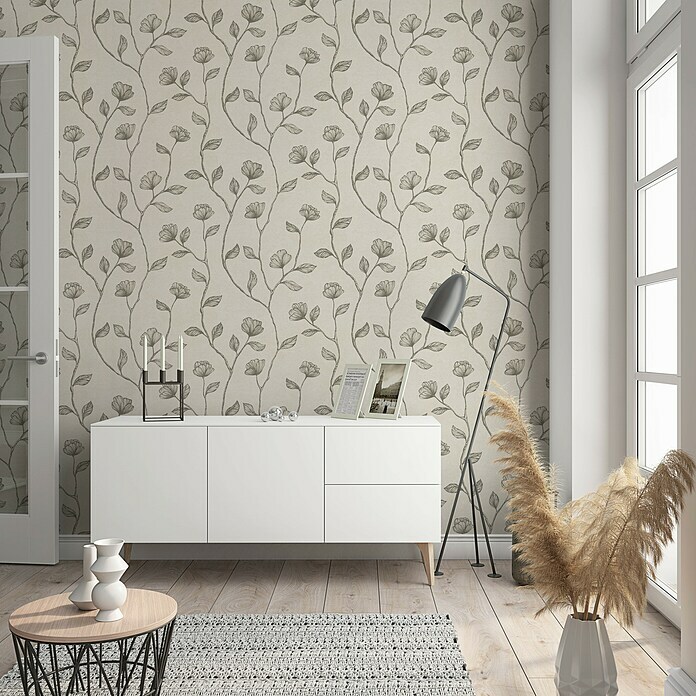 Marburg GZSZ Vliestapete Blumenranke (Beige/Gold, Floral, 10,05 x 0,53 m) | BAUHAUS