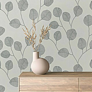 Marburg GZSZ Vliestapete Blätterranke (Grau/Schwarz/Weiß, Floral, 10,05 x 0,53 m)