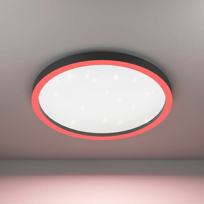 Eglo Smart-LED-Deckenleuchte rund Montemorelos-Z (Ø x H: 57 x 7 cm, 34,5 W, RGBW, Schwarz) | BAUHAUS