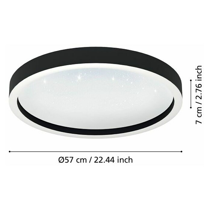 Eglo Smart-LED-Deckenleuchte rund Montemorelos-Z (Ø x H: 57 x 7 cm, 34,5 W, RGBW, Schwarz) | BAUHAUS