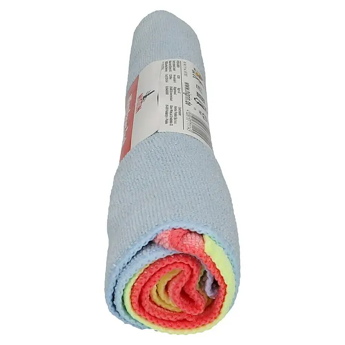 Nigrin Mikrofasertücher - 3 -tlg., 40 x 30 cm - Ein Rollenbild von mehrfarbigen Mikrofasertüchern, ideal für die Reinigung und Pflege verschiedener Oberflächen im Haushalt und Auto.