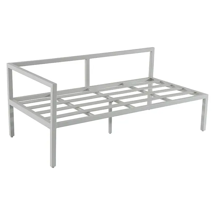 Sunfun Hannah Conjunto de muebles - 3 pzs., Aluminio, Gris claro - La imagen muestra una estructura de sofá metálica moderna de color plateado, perfecta para exteriores o espacios interiores minimalistas.