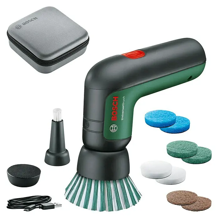 Bosch Akku-Reinigungsbürste UniversalBrush - 14 -tlg., 3,6 V, 2 Ah - Das Bosch UniversalBrush Set mit verschiedenen Aufsätzen und Zubehör für die Reinigung im Haushalt.