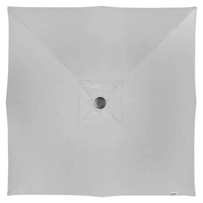 Doppler Alu Expert Marktschirm - Hellgrau, Bespannungsmaß (L x B): 300 x 300 cm - Weißer quadratischer Sonnenschirm, Draufsicht.