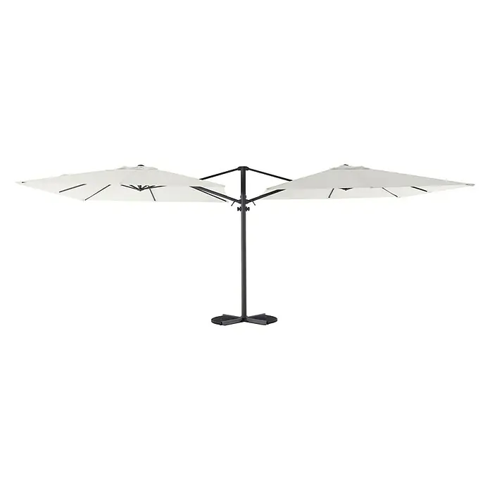 Sunfun Parasol de jardín Doble Ligurien - Crudo, Diámetro de cobertura: 290 cm - Sombrilla doble con estructura negra y dos toldos blancos. Ideal para jardín o patio.