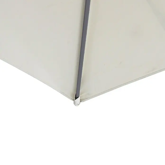 Sunfun Parasol de jardín Doble Ligurien - Crudo, Diámetro de cobertura: 290 cm - Primer plano de una sombrilla de patio color crema, que ofrece protección solar sutil y construida con un marco robusto. Ideal para sombra exterior.