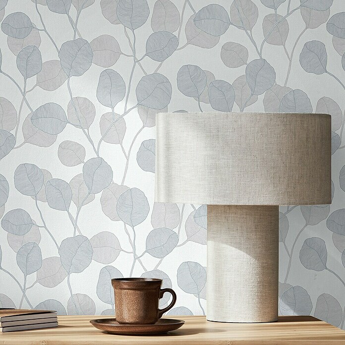 Marburg GZSZ Vinyltapete Blätterranke (Weiß/Graublau, Floral, 10,05 x 0,53 m) | BAUHAUS
