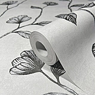 Marburg GZSZ Vliestapete Blumenranke (Grau/Silber, Floral, 10,05 x 0,53 m)