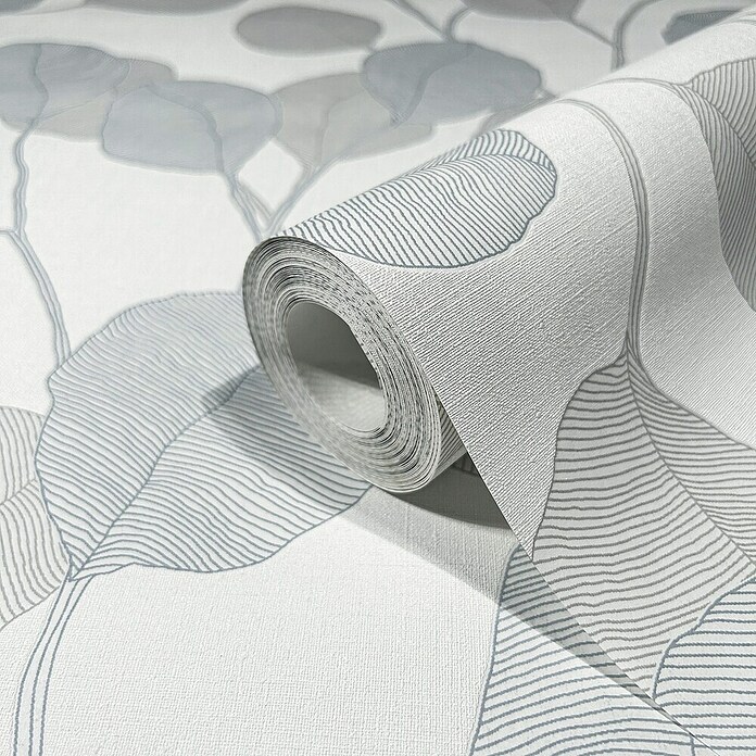 Marburg GZSZ Vinyltapete Blätterranke (Weiß/Graublau, Floral, 10,05 x 0,53 m) | BAUHAUS