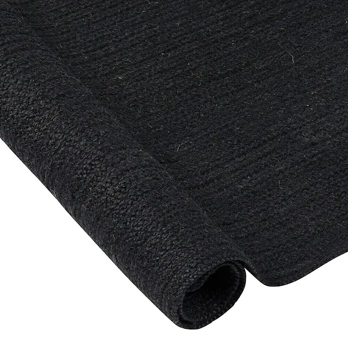 Alfombra de yute Nazar - Multicolor, 230 x 160 cm - Alfombra negra enrollada hecha de trama gruesa, que ofrece una textura rústica y natural para el revestimiento del suelo.