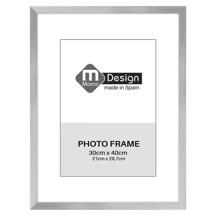 Marco de fotos Dalia - 30 x 40 cm, Plateado, Vidrio - Marco de fotos plateado Marco Design para fotos de 30x40cm y 21x29,7cm, ideal para exhibir recuerdos con estilo y agregar elegancia.