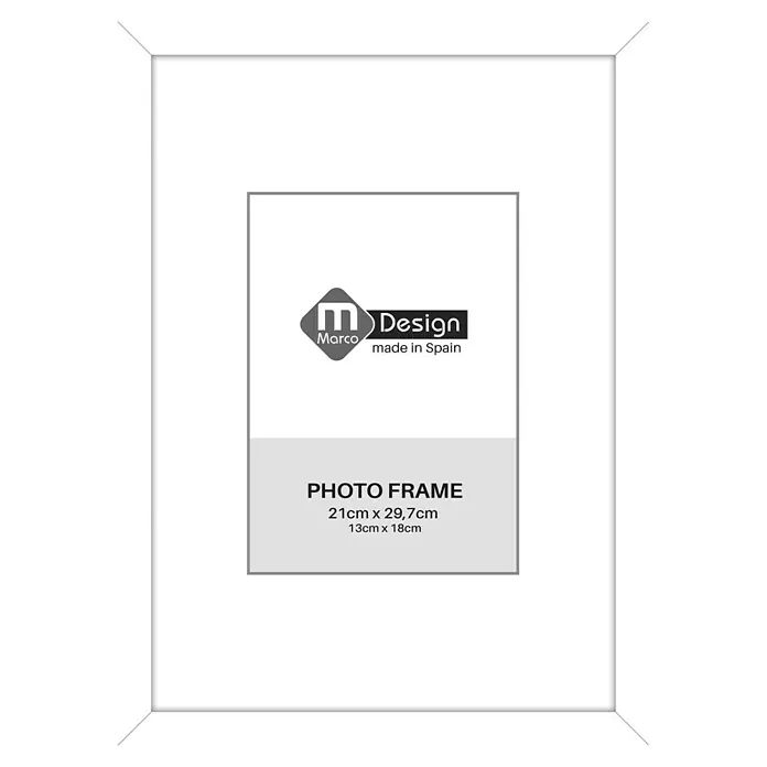 Marco de fotos Dalia - DIN A4, 21 x 29,7 cm, Blanco, Vidrio - Elegante marco de fotos blanco Marco Design con dimensiones 21cm x 29,7cm y 13cm x 18cm, hecho en España, ideal para fotos.