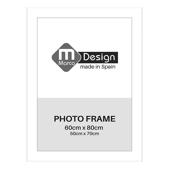 Marco de fotos Dalia - 60 x 80 cm, Blanco, Vidrio - Marco de fotos Marco Design, adecuado para fotos de 60x80cm y 50x70cm. Diseño elegante para tu hogar, hecho en España.