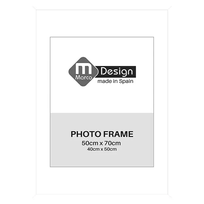 Marco de fotos Dalia - 50 x 70 cm, Blanco, Vidrio - Marco de fotos blanco de 50x70cm y 40x50cm, ideal para exhibir tus fotos favoritas en casa.