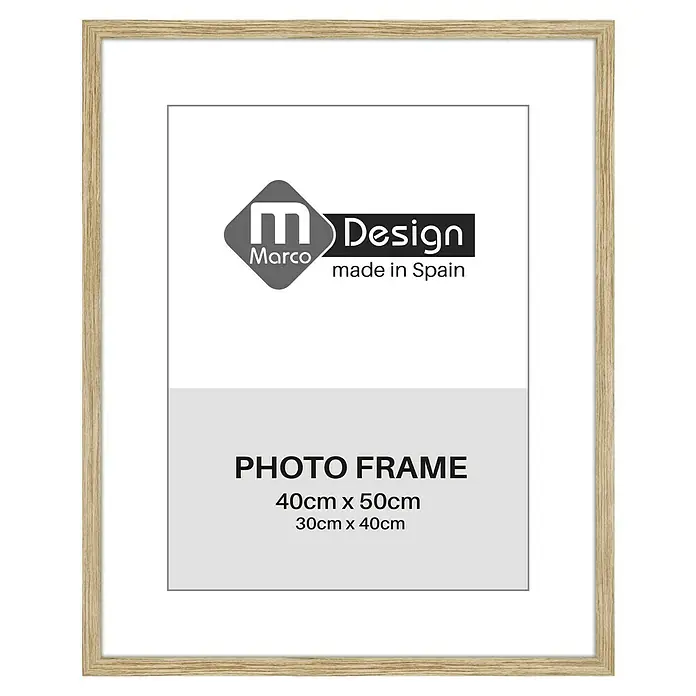 Marco de fotos Dalia - 40 x 50 cm, Roble, Vidrio - Marco de fotos de madera con paspartú. El marco es adecuado para fotos en tamaños 40x50cm y 30x40cm.