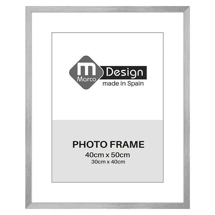 Marco de fotos Dalia - 40 x 50 cm, Plateado, Vidrio - Marco de fotos plateado Marco Design, perfecto para fotos de 40x50cm y 30x40cm. Un elegante accesorio para el hogar.