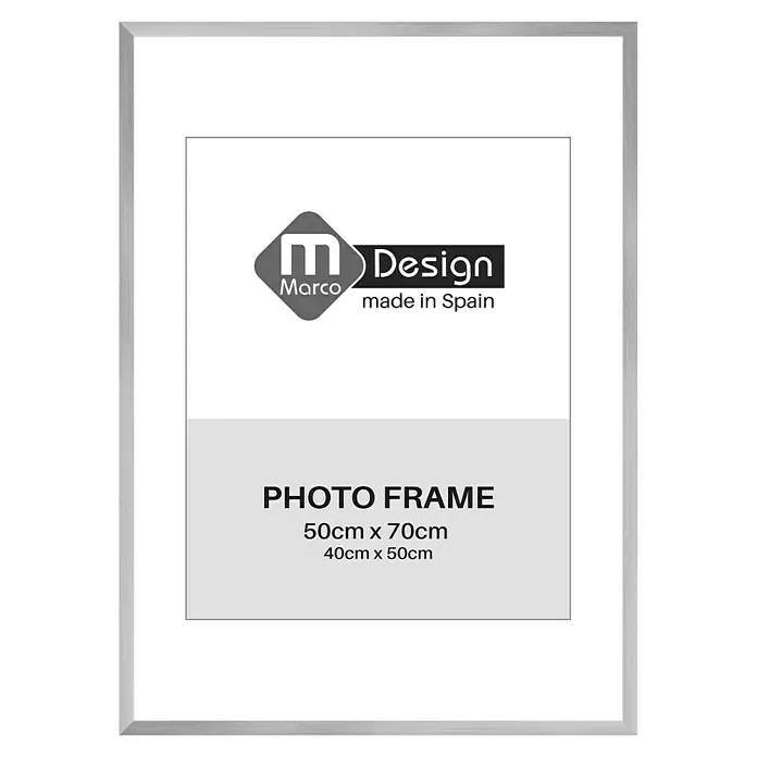 Marco de fotos Dalia - 50 x 70 cm, Plateado, Vidrio - Marco de fotos plateado de Marco Design, ideal para fotos de 50x70 cm y 40x50 cm, fabricado en España.