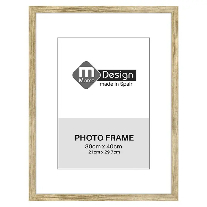 Marco de fotos Dalia - 30 x 40 cm, Roble, Vidrio - Marco de fotos de madera clara para fotos e impresiones de 30x40cm y 21x29,7cm. Ideal para decoración elegante del hogar.