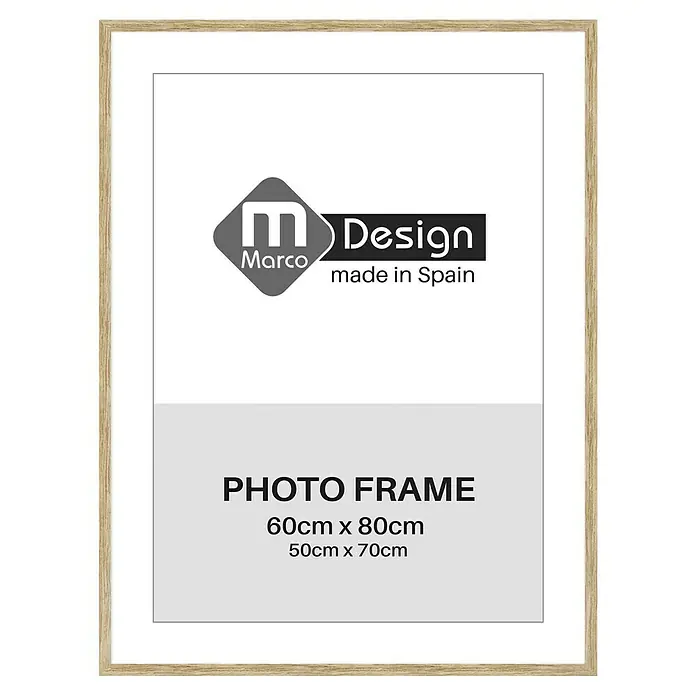 Marco de fotos Dalia - 60 x 80 cm, Roble, Vidrio - Marco de fotos con textura de madera, ideal para fotos de 60x80cm y 50x70cm. Diseño elegante para tu hogar.