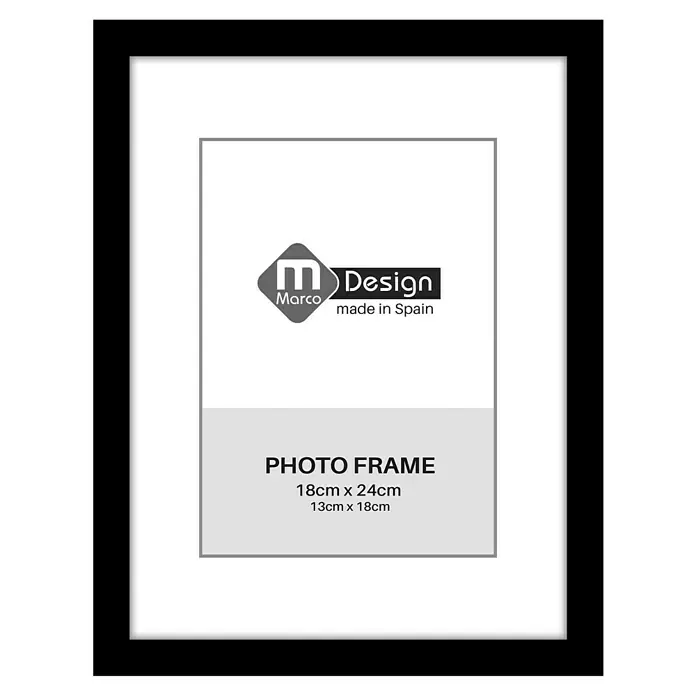 Marco de fotos Dalia - 18 x 24 cm, Negro, Vidrio - Un marco de fotos rectangular Marco Design con un borde estrecho, ideal para fotos de 18x24cm y 13x18cm, hecho en España.