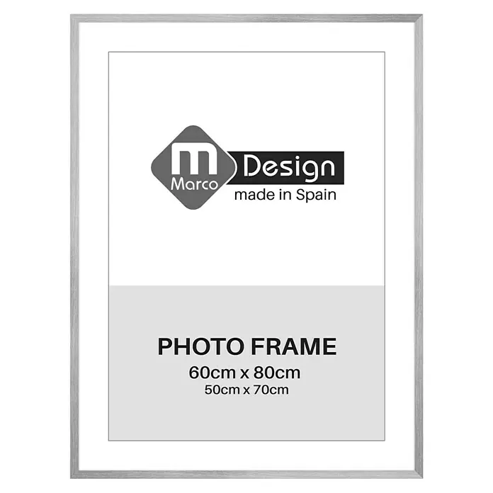 Marco de fotos Dalia - 60 x 80 cm, Plateado, Vidrio - Marco de fotos plateado de Marco Design, ideal para fotos de 60x80 cm y 50x70 cm, hecho en España.