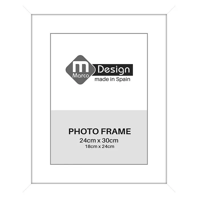 Marco de fotos Dalia - 24 x 30 cm, Blanco, Vidrio - Marco de fotos blanco de Marco Design, ideal para fotos de 24x30cm y 18x24cm, fabricado en España.