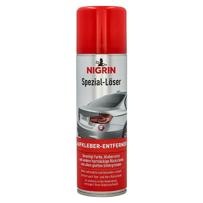 Nigrin Spezial-Löser - 300 ml - Dose Nigrin Spezial-Löser Aufkleber-Entferner. Entfernt mühelos Farbreste, Kleber und hartnäckige Rückstände von glatten Oberflächen.