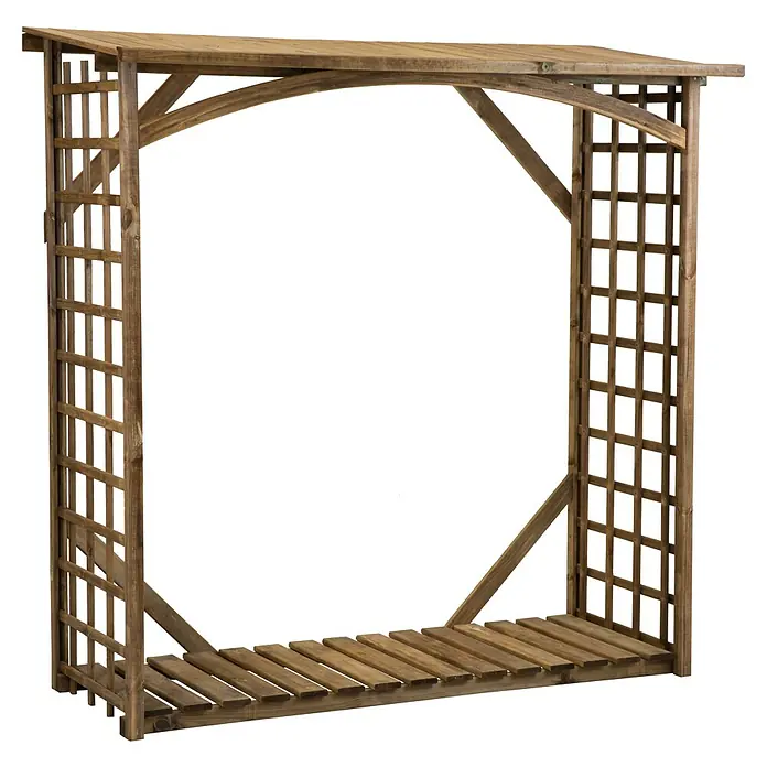 Kaminholzregal Spessart - 190 x 80 x 190 cm, Holz, Braun - Freistehender Holzpavillon mit Lattenrost-Design. Der Pavillon bietet einen überdachten Raum im Freien. Ideal für Gärten und Terrassen.