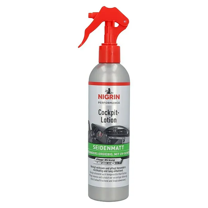 Nigrin Performance Cockpit-Lotion - 300 ml - Nigrin Cockpit-Lotion Performance für die Reinigung und Pflege des Cockpits mit UV-Schutz für langanhaltenden Glanz.