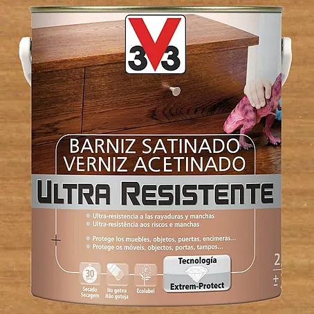 V33  Barniz para madera Satinado Ultra Resistente