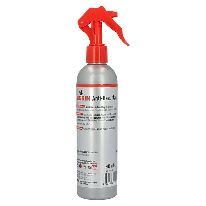 Nigrin Anti-Beschlag-Spray - 300 ml - Sprühflasche Nigrin Anti-Beschlag für klare Sicht. Ideal zur Anwendung auf Glasflächen für streifenfreie Sauberkeit.