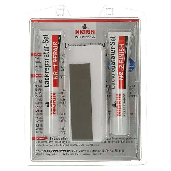 Nigrin Performance Lackreparatur-Set - Geeignet für: Buntlack - Nigrin Lackreparatur-Set mit Nr. 1 Repair und Nr. 2 Finish zur einfachen Ausbesserung von Lackschäden am Auto.