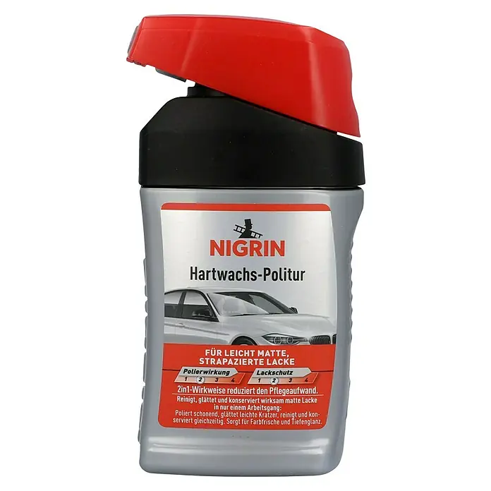 Nigrin Hartwachs-Politur - 300 ml - Nigrin Hartwachs-Politur für leicht matte Lacke. Reinigt, glättet und konserviert Lacke wirksam. Sorgt für Farbfrische und Tiefenglanz.