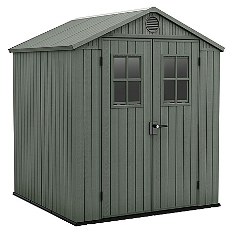Keter Gartenhaus Darwin 6x6 (Außenmaß inkl. Dachüberstand (B x T): 190 x 183 cm, Kunststoff, Grün, 3,477 m²)