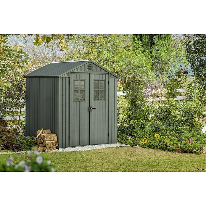 Keter Tuinhuis Darwin 66 (Buitenmaat incl. dakoverstek (b x d): 190 x 183 cm, Kunststof, Groen, 3,477 m²) | BAUHAUS