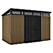 Keter Gerätehaus Signature Venetian Pent 11x7 (Außenmaß inkl. Dachüberstand (B x T): 340 x 218 cm, Kunststoff, Braun, 7,4 m²) | BAUHAUS