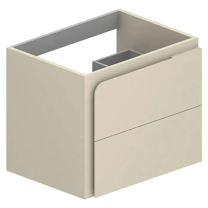 Mueble bajo de lavabo Caracas - L x An x Al: 45 x 60 x 50 cm, Vainilla - Mueble de baño beige con dos cajones y compartimento abierto para artículos de tocador, un diseño moderno para un baño elegante.