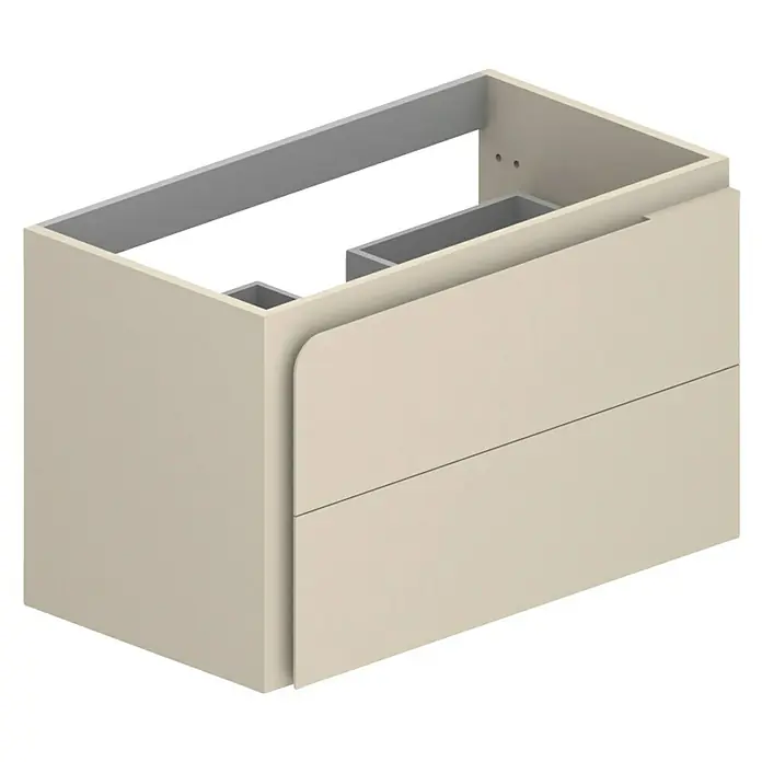 Mueble bajo de lavabo Caracas - L x An x Al: 45 x 80 x 50 cm, Vainilla - Un moderno mueble de baño beige con dos cajones, diseñado con sencillez y funcionalidad para tu baño.
