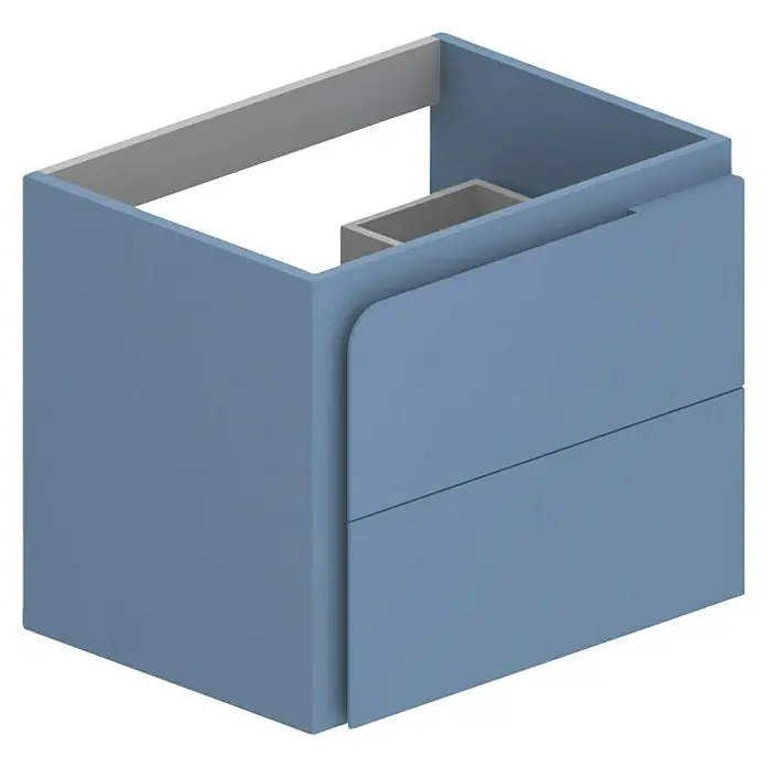 Mueble bajo de lavabo Caracas - L x An x Al: 45 x 60 x 50 cm, Azul - Construcción de mueble de lavabo azul con dos cajones y sección superior abierta, ideal para baño.